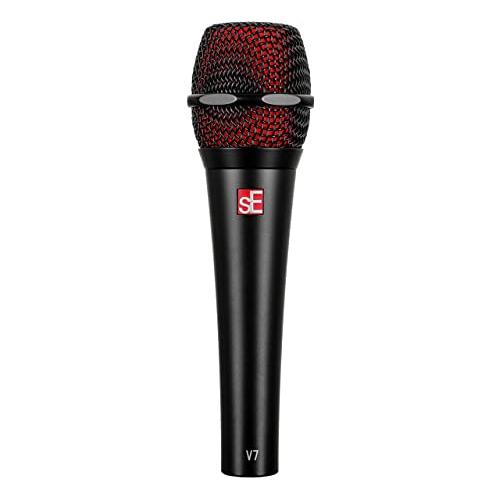 SE Electronics V7 BLACK Studio Grade Handheld Supercardioid Microphone with Shock Mount (Black)