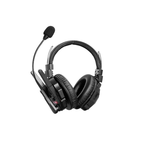 SYNCO Xtalk XMax2 Full-Duplex Wireless Intercom System with 2 Double-Ear Headsets (2.4 GHz) Random Master Device Design for Team Communication,Movie Shoot,Live Show Stage Performance