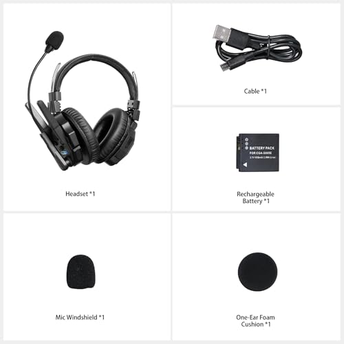 SYNCO Xtalk XMax2 Full-Duplex Wireless Intercom System with 2 Double-Ear Headsets (2.4 GHz) Random Master Device Design for Team Communication,Movie Shoot,Live Show Stage Performance