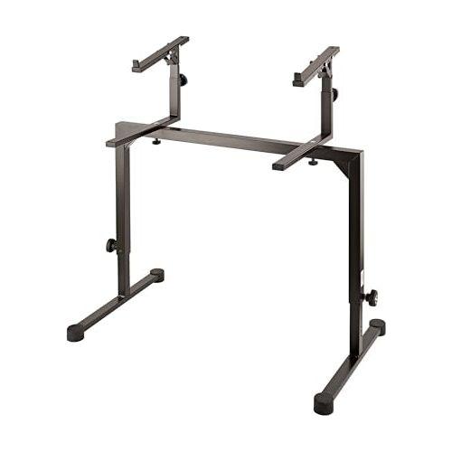 K&M Konig & Meyer Keyboard Stacker | Compatible w/K&M Omega Table Style Stand | Add Keyboard, Laptop, Midi Controller, Mixer | Height/Tilt/Width Adjustment | Steel | German Made