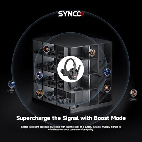 SYNCO XTALK PRO Wireless Intercom Headset System 2.4 GHz 1640feet/500 Meter Long Distance Range Communication Headset for Live Show Stage Performance Movie Shoot