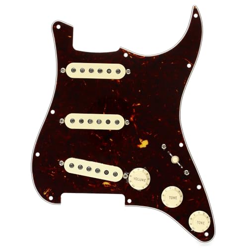 Fender Pre-Wired Strat® Pickguard, Original '57/'62 SSS, Tortoise Shell - 0992345500 Bundle w/ 12-Pack Guitar Pick and Liquid Audio Polishing Cloth