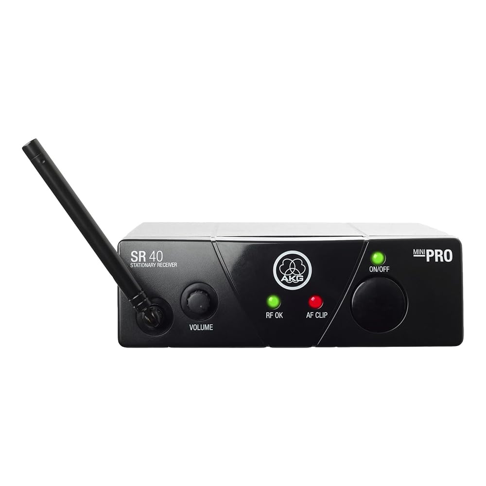 AKG Wireless Microphone System WMS40MINI Vocal Set Band US25D (540.400 MHz) with SR40 Receiver and PT40 Mini Pocket Transmitter Bundle with 4x AA Batteries and Instrument Polishing Cloth