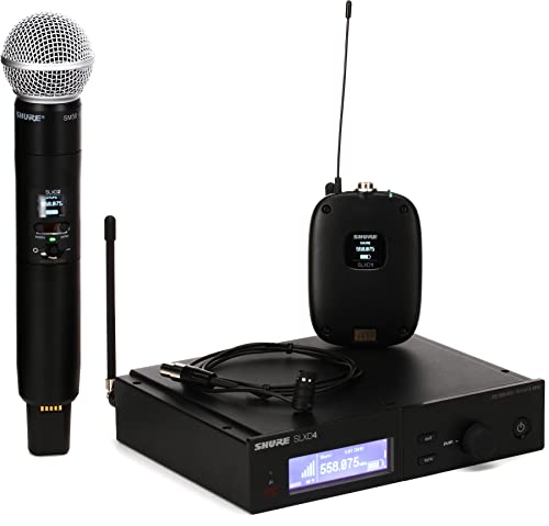 Shure SLXD124/85 Digital Wireless Microphone System with SLXD4 Single Channel Receiver, SLXD2 Handheld Transmitter with SM58 Capsule, SLXD1 Bodypack and WL185 Cardioid Lavalier Mic (G58 Band)