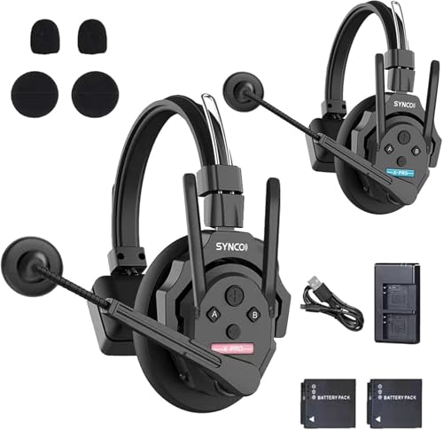 SYNCO XTalk X5 XPRO5 X2 2.4GHz Wireless Headset Intercom System 5 Person Team Communication with Noise Cancellation Hardcase Single Ear 400m Operating Range for Movie Shoot Live Show Stage Performance