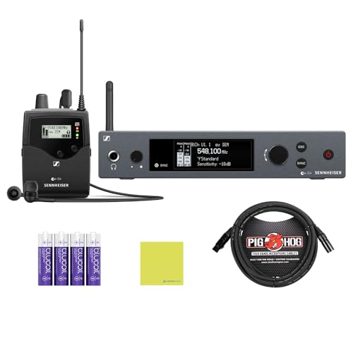 Liquid Audio Sennheiser ew IEM G4-A Wireless in-Ear Monitoring System Bundle w/Pig Hog PHM10 8mm Mic Cable, 4-Pack Blucoil AA Batteries Polishing Cloth