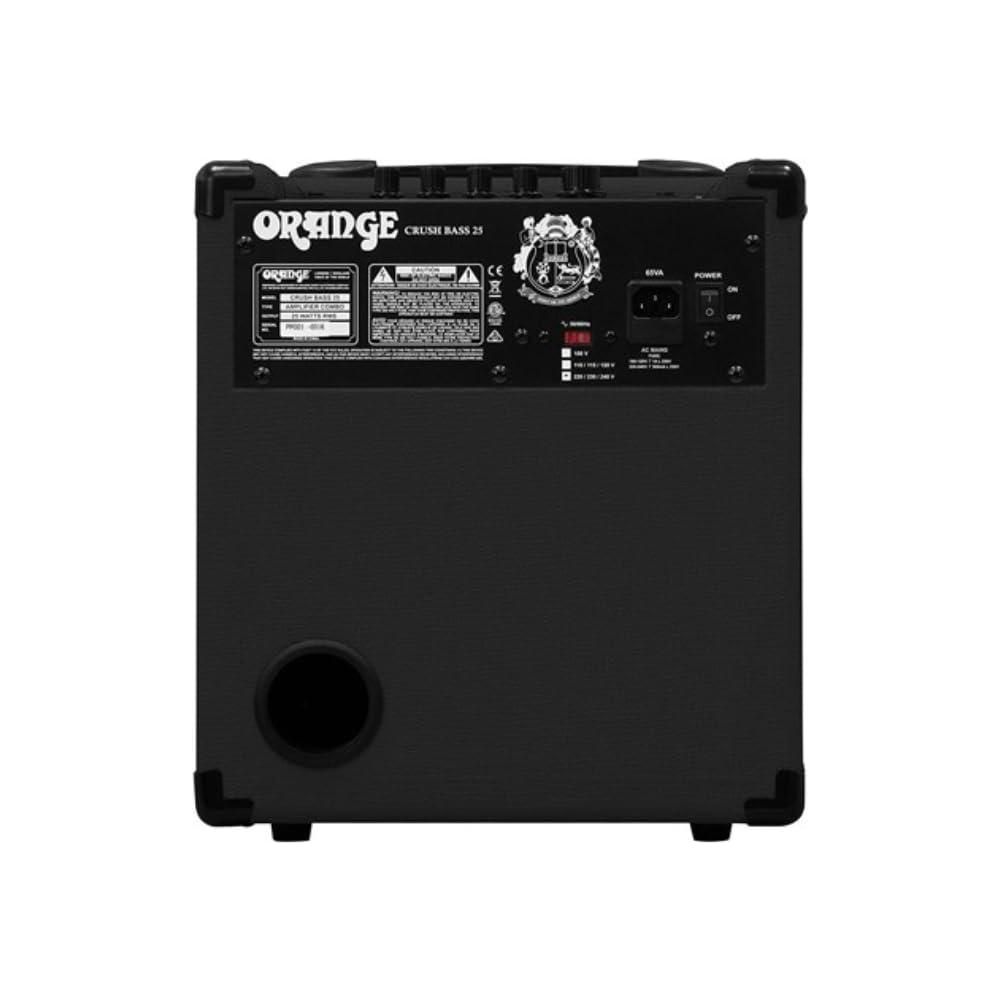 Orange Crush Bass 25 Black Guitar Combo Amp Bundle w/Pig Hog Black Woven Instrument Cable and Liquid Audio Polishing Cloth 1x8 25 Watts, 3 Band EQ & Integrated Chromatic Tuner