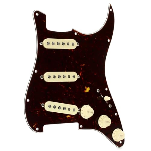 Fender Pre-Wired Strat® Pickguard, Original '57/'62 SSS, Tortoise Shell - 0992345500 Bundle w/ 12-Pack Guitar Pick and Liquid Audio Polishing Cloth