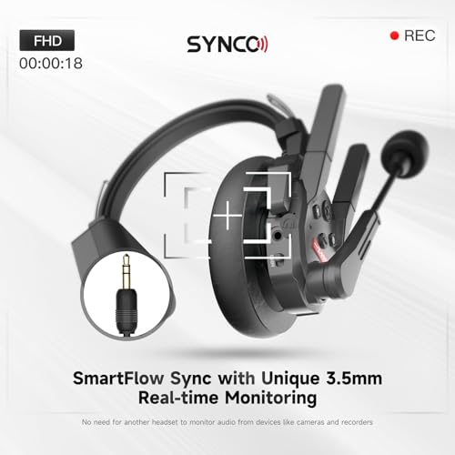 SYNCO XTALK PRO Wireless Intercom Headset System 2.4 GHz 1640feet/500 Meter Long Distance Range Communication Headset for Live Show Stage Performance Movie Shoot