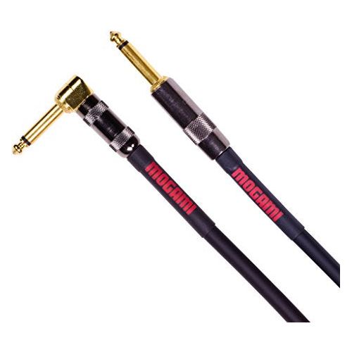 Mogami OD GTR-R Overdrive Guitar Instrument Cable, 1/4" TS Male Plugs, Gold Contacts, Right Angle and Straight Connectors