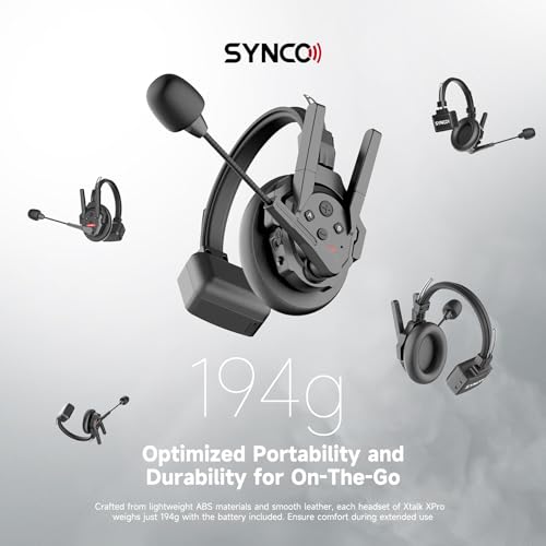 SYNCO XTALK PRO Wireless Intercom Headset System 2.4 GHz 1640feet/500 Meter Long Distance Range Communication Headset for Live Show Stage Performance Movie Shoot