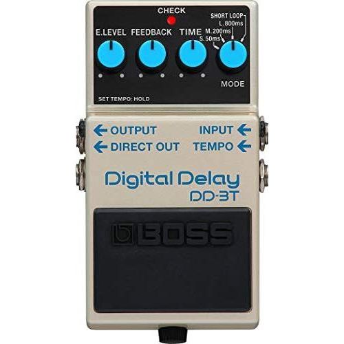 Boss DD-3T Iconic Digital Delay Pedal Bundle w/2x Strukture S6P48 Woven Right Angle Patch Cables, 12x Guitar Picks and Liquid Audio Polishing Cloth