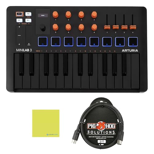 Arturia MiniLab 3 Portable MIDI Keyboard Controller Bundle & Polishing Cloth