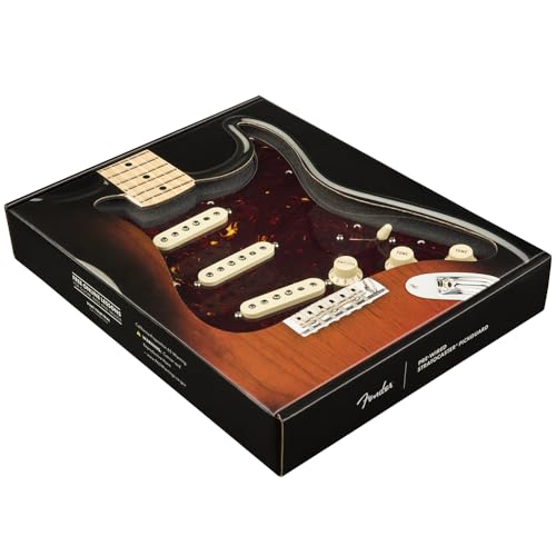 Fender Pre-Wired Strat® Pickguard, Original '57/'62 SSS, Tortoise Shell - 0992345500 Bundle w/ 12-Pack Guitar Pick and Liquid Audio Polishing Cloth