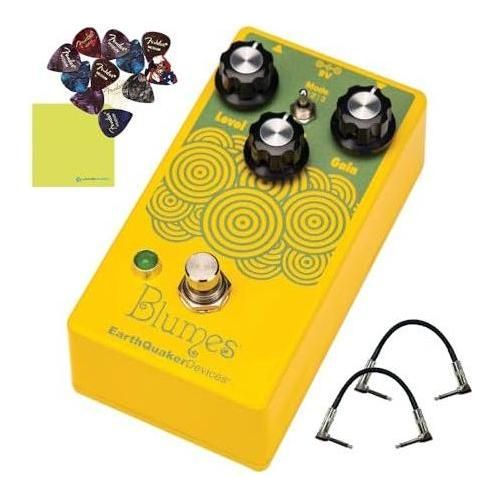 EarthQuaker Devices Blumes Low Signal Shredder Bundle w/2x Strukture S6P48 Woven Right Angle Patch Cables, 12x Guitar Picks and Liquid Audio Polishing Cloth
