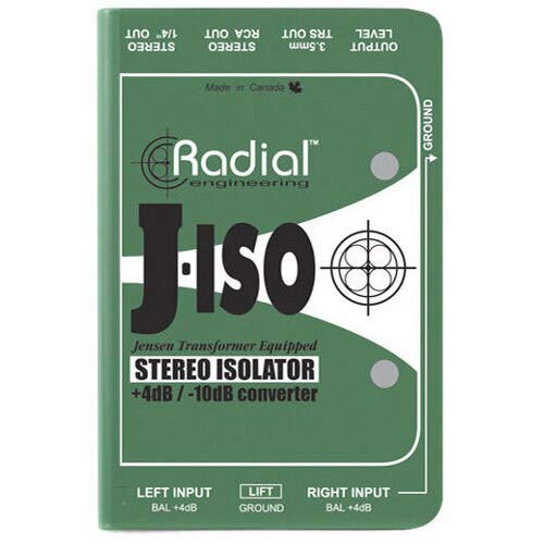 Radial Engineering J-ISO Jensen Transformer Equipped Stereo Isolator +4dB to -10dB Converter
