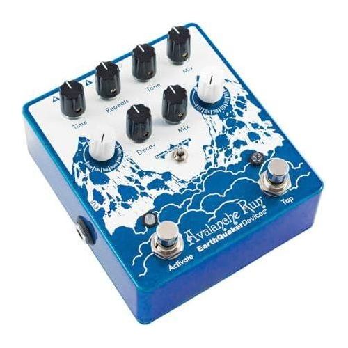 EarthQuaker Devices Avalanche Run Stereo Reverb & Delay with Tap Tempo Bundle w/2x Strukture S6P48 Woven Right Angle Patch Cables, 12x Guitar Picks and Liquid Audio Polishing Cloth