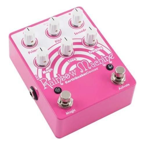 EarthQuaker Devices Rainbow Machine® Polyphonic Pitch Mesmerizer Bundle w/2x Strukture S6P48 Woven Right Angle Patch Cables, 12x Guitar Picks and Liquid Audio Polishing Cloth