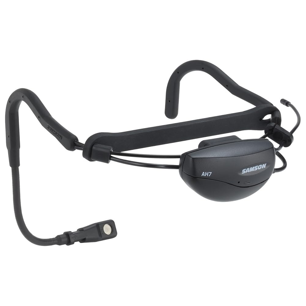 Samson Airline 77 AH7 Fitness Headset Wireless System Channel K1 (489.050 MHz) Bundle with 5 Windscreens and Polishing Cloth – Fitness Instructor Microphone Headset System