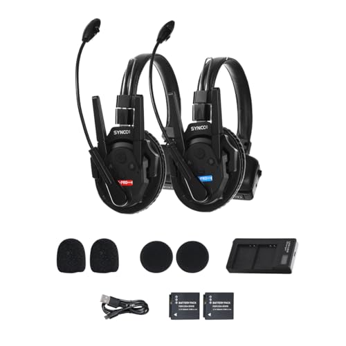 SYNCO XTALK PRO Wireless Intercom Headset System 2.4 GHz 1640feet/500 Meter Long Distance Range Communication Headset for Live Show Stage Performance Movie Shoot