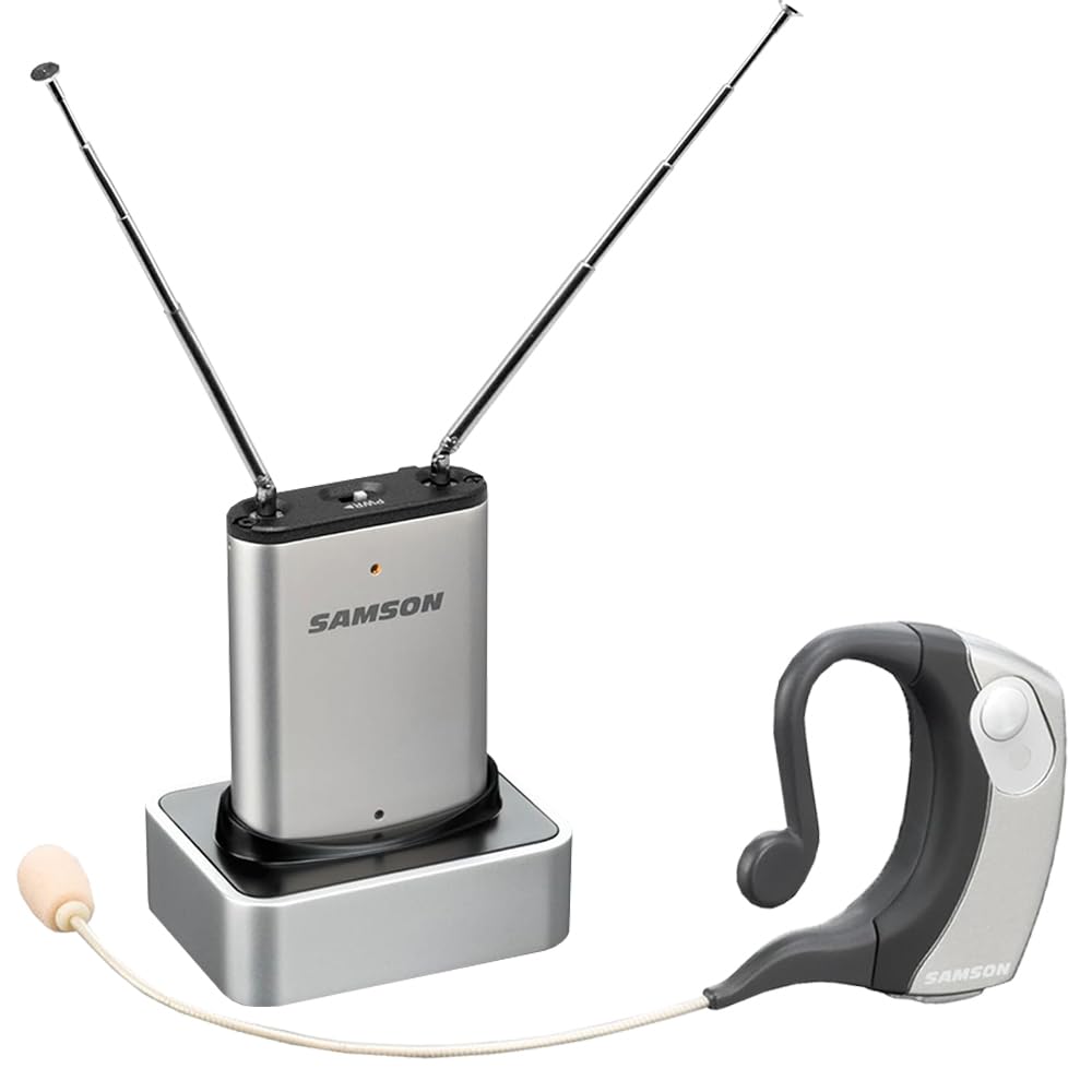Samson AirLine Micro Earset Wireless System | Frequency K3 (492.425 MHz) Bundle with 5 Windscreens and Polishing Cloth - Fitness Instructor Microphone Headset System