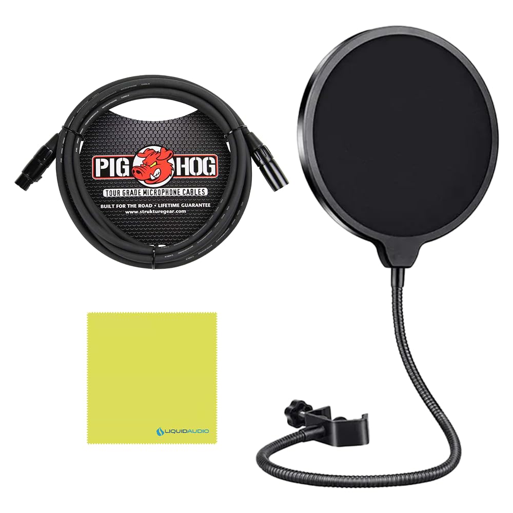 Liquid Audio MXL R144 Multi-Purpose Ribbon Microphone Bundle w/Pig Hog PHM10 8mm Mic Cable, Pop Filter Polishing Cloth