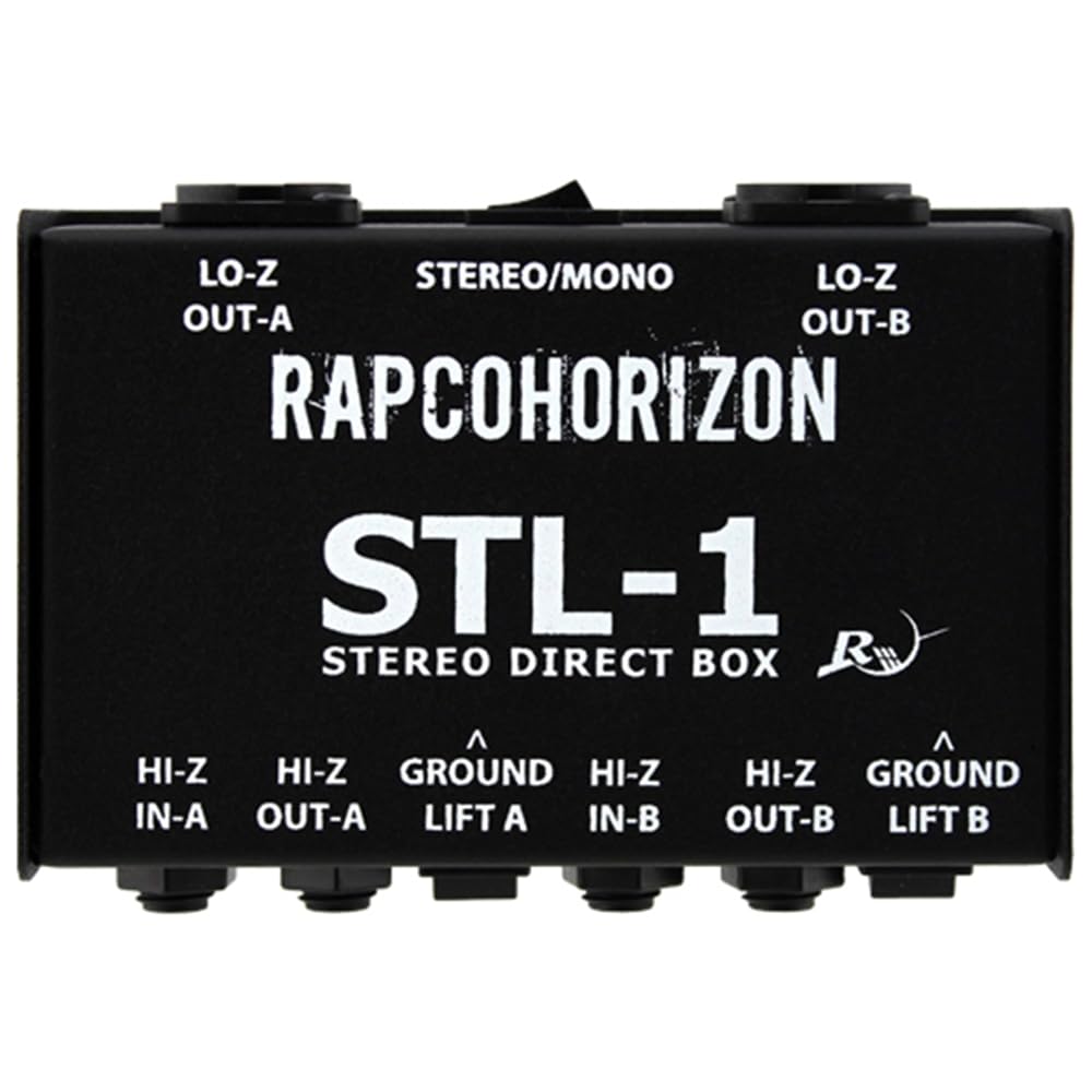 RapcoHorizon STL-1 Stereo Direct Box Bundle w/Pig Hog PCH10BK "Black Woven" Instrument Cable and Liquid Audio Polishing Cloth
