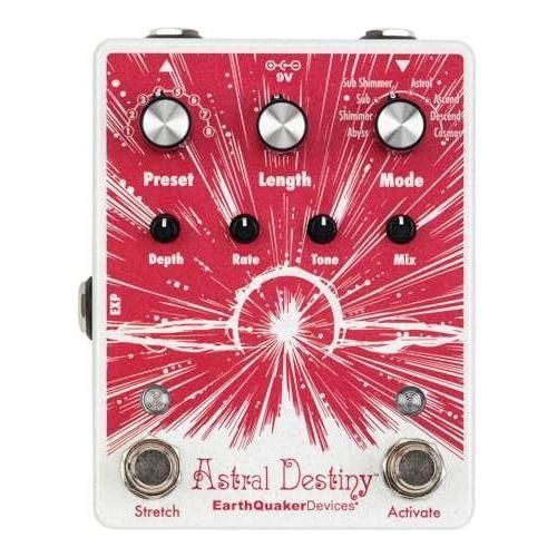 EarthQuaker Devices Astral Destiny An Octal Octave Reverberation Odyssey Bundle w/2x Strukture S6P48 Woven Right Angle Patch Cables, 12x Guitar Picks and Liquid Audio Polishing Cloth