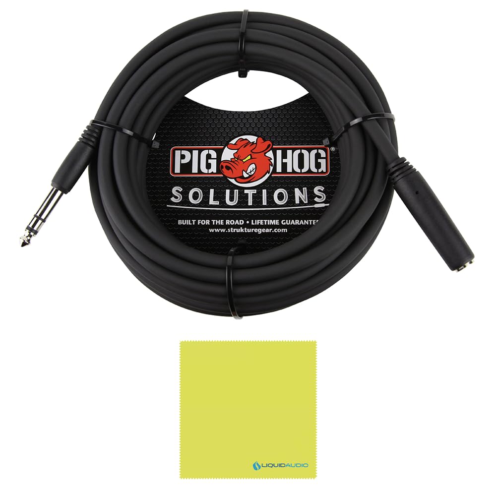 Liquid Audio Sennheiser HD 400 PRO Open-Back Dynamic Headphones in Black, Bundle w/Pig Hog PHX14-25 1/4" Headphone Extension Cable Polishing Cloth