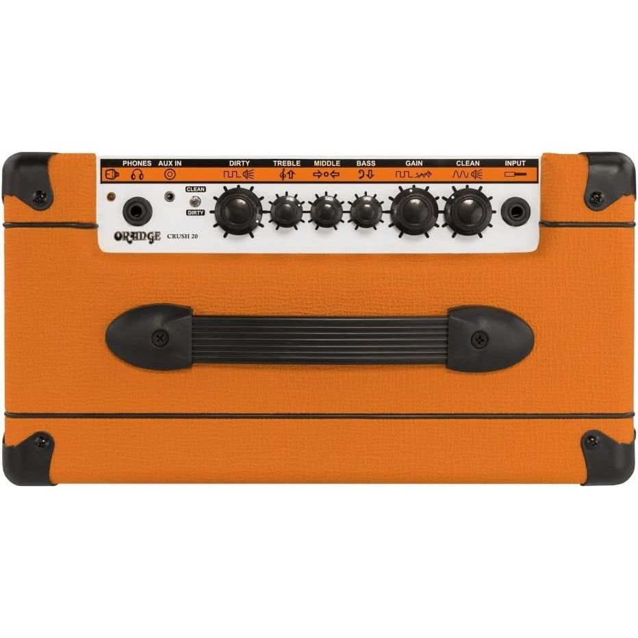 Orange Crush 20 20W 1x8 Guitar Combo Amp Bundle w/Pig Hog Woven Instrument Cable, Power Cable, 12X Picks, and Liquid Audio Polishing Cloth