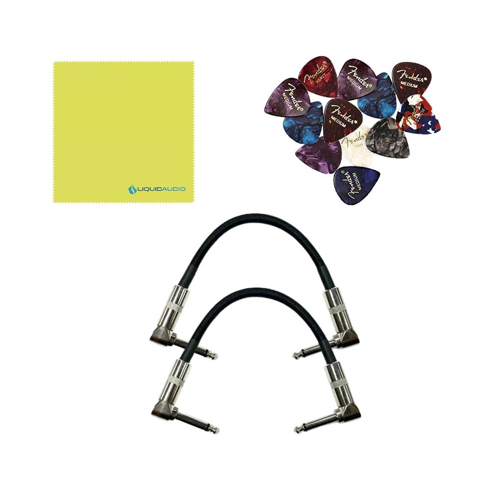 Tech 21 PMDI V2 SansAmp Para Driver DI V2 Guitar Bass Effects Pedal Bundle w/ 2x Strukture S6P48 Woven Right Angle Patch Cables, 12x Fender Picks & Liquid Audio Polishing Cloth