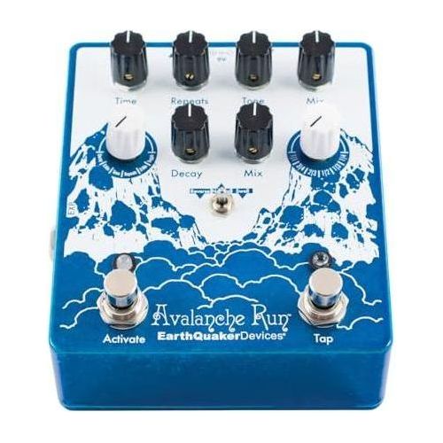 EarthQuaker Devices Avalanche Run Stereo Reverb & Delay with Tap Tempo Bundle w/2x Strukture S6P48 Woven Right Angle Patch Cables, 12x Guitar Picks and Liquid Audio Polishing Cloth
