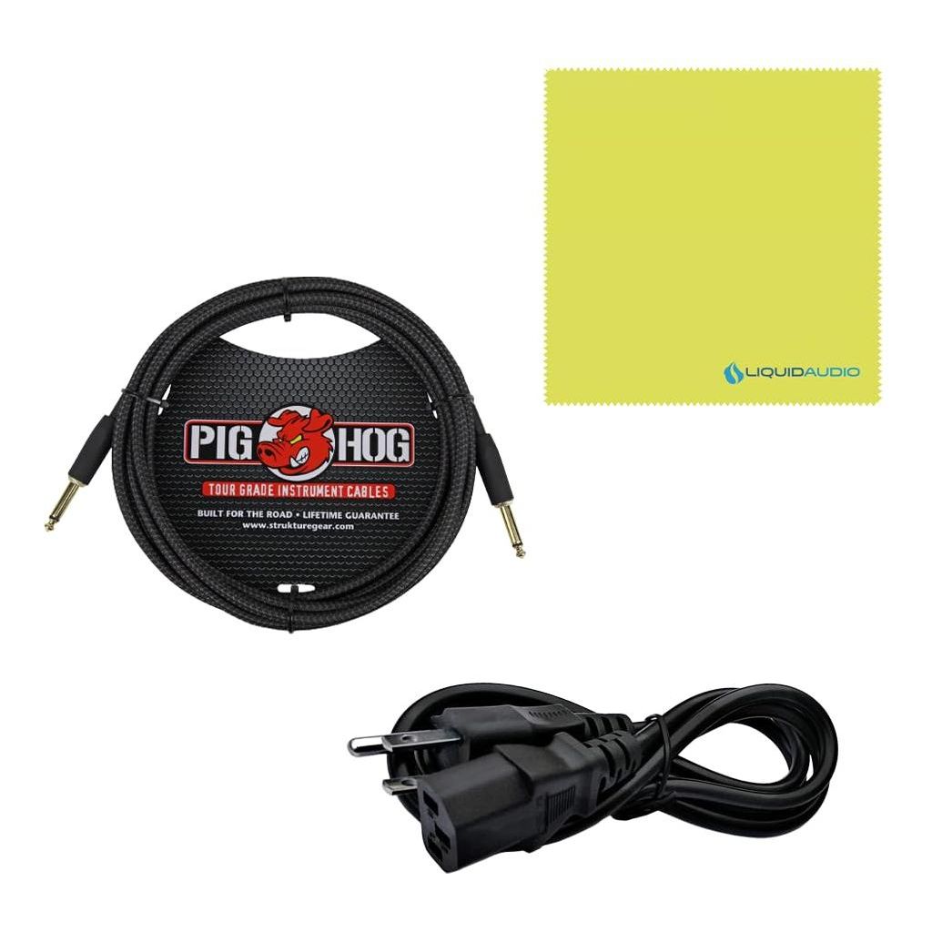 Orange Crush Bass 25 Black Guitar Combo Amp Bundle w/Pig Hog Black Woven Instrument Cable and Liquid Audio Polishing Cloth 1x8 25 Watts, 3 Band EQ & Integrated Chromatic Tuner