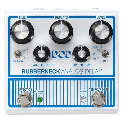 DigiTech Rubberneck Analog Delay Effect Pedal Bundle w/ 2-Pack Strukture Cable, 12-Pack Guitar Pick and Liquid Audio Polishing Cloth
