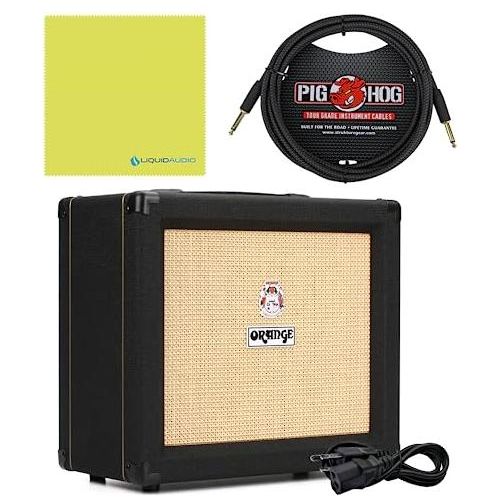 Orange Crush 35RT Guitar Combo Amplifier Bundle w/Pig Hog Black Instrument 10 Cable and Liquid Audio Polishing Cloth