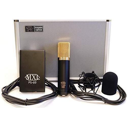 MXL Mics Tube Microphone, XLR Connector, Black with Gold Accents, 47mm x 218mm/1.85 in. x 8.58 in. (MXLV69MEDT)