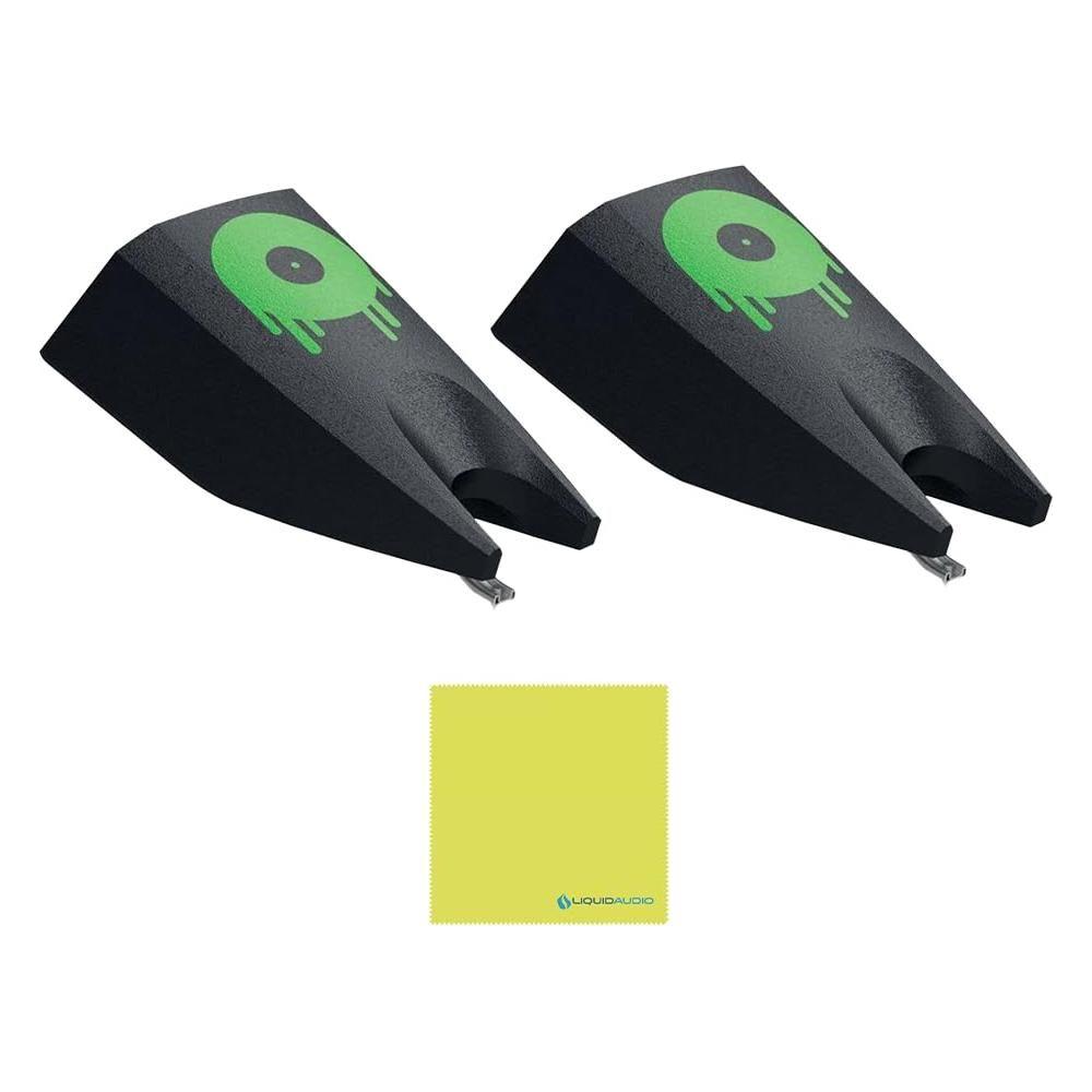 Ortofon Stylus CC MKII Mix Replacement Stylus - Precise Fit with Tactile Feedback 2-Pack Bundle w/Liquid Audio Polishing Cloth