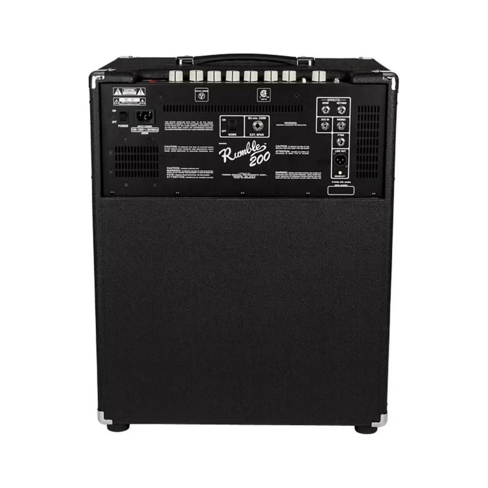 Fender Rumble 200 Bass Amplifier Bundle w/Pig Hog PCH10BK Black Woven Instrument Cable, Power Cable, 12x Fender Picks and Liquid Audio Polishing Cloth