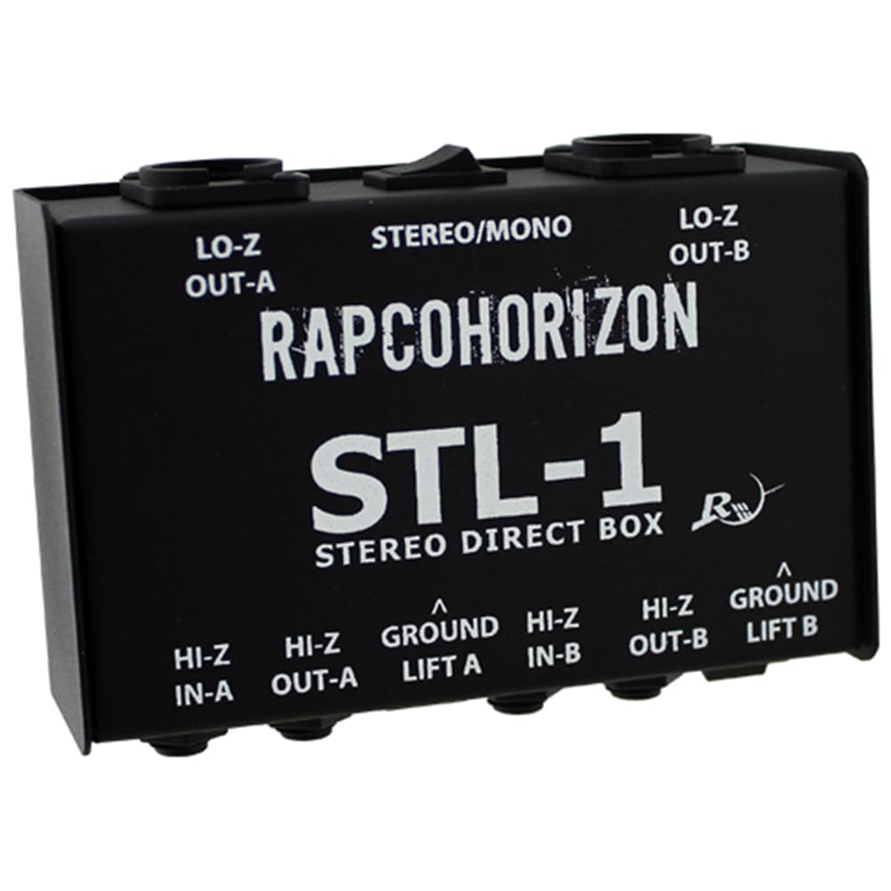 RapcoHorizon STL-1 Stereo Direct Box Bundle w/Pig Hog PCH10BK "Black Woven" Instrument Cable and Liquid Audio Polishing Cloth