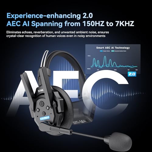 SYNCO XTalk XPro Wireless Intercom Headset with Antenna Enhanced Signal Reception 2.4GHz Full Duplex Random Master Device Design for Team Communication Headset