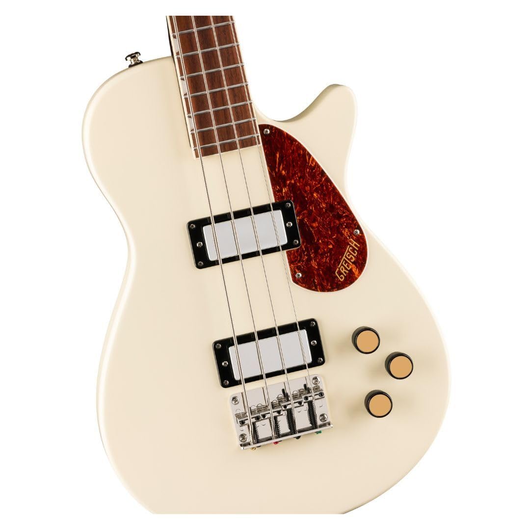 Gretsch Streamliner Jet Club Single-Cut 4-String Right-Handed Bass Guitar with Nato Body and Laurel Fingerboard (Vintage White)