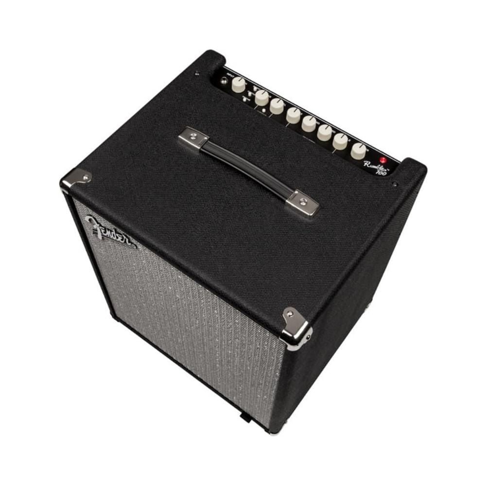 Fender Rumble 100 Bass Amplifier Bundle w/Pig Hog PCH10BK Black Woven Instrument Cable, Power Cable, 12x Fender Picks and Liquid Audio Polishing Cloth