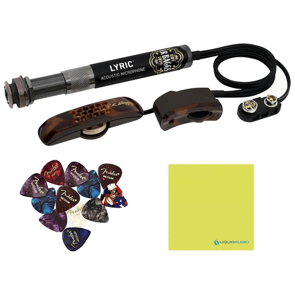LR Baggs Lyric Acoustic Guitar Microphone Bundle w/ 12x Fender Picks and Liquid Audio Polishing Cloth
