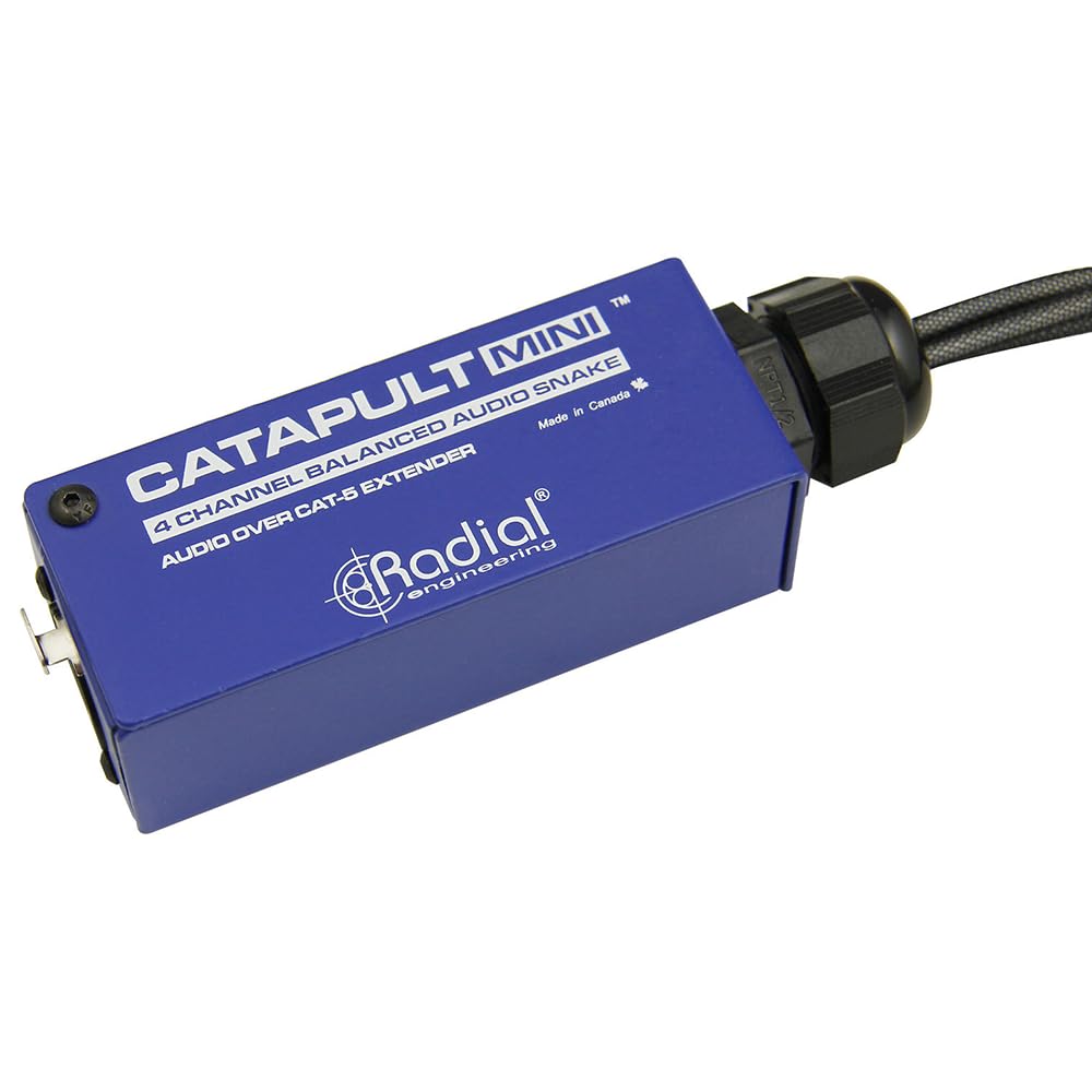 Radial Catapult Mini TRS Cat 5/6 Audio Snake Module with 1/4 inch TRS Connectors Bundle with 10ft Pig Hog Black Woven Instrument Cable