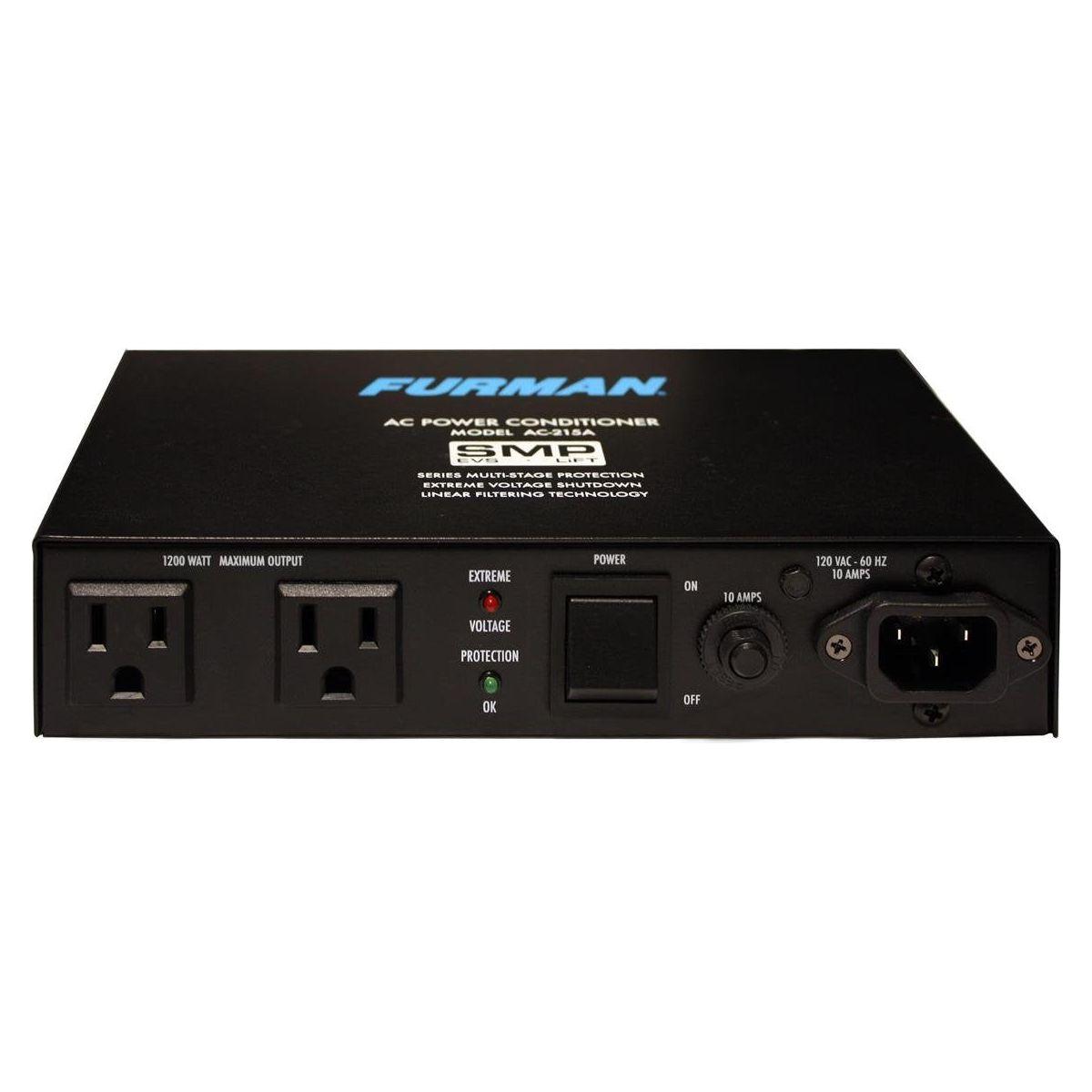Furman AC-215A Compact Power Conditioner with Auto-Resetting Voltage Protection - Black