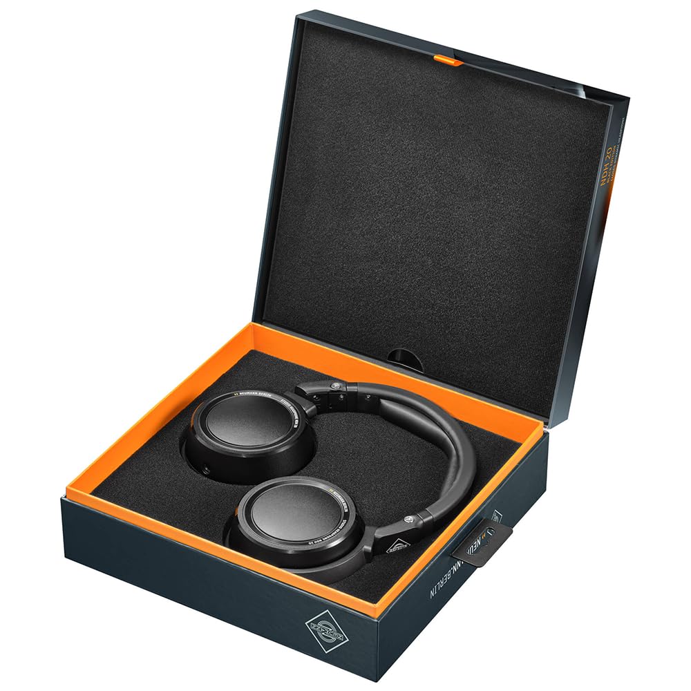 Liquid Audio Neumann NDH 20 Closed-Back Dynamic Headphones Black Edition Bundle with 25ft Pig Hog Headphone Extension Cable & Polishing Cloth – Studio Monitoring, Mixing & Critical Listening