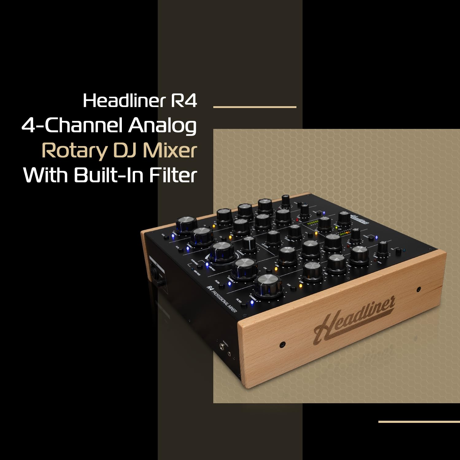 Headliner R4 4-Channel analog rotary DJ mixer with built-in Filter