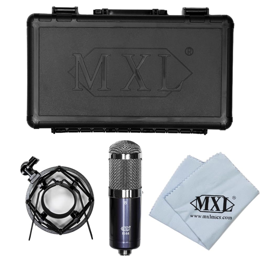 Liquid Audio MXL R144 Multi-Purpose Ribbon Microphone Bundle w/Pig Hog PHM10 8mm Mic Cable, Pop Filter Polishing Cloth