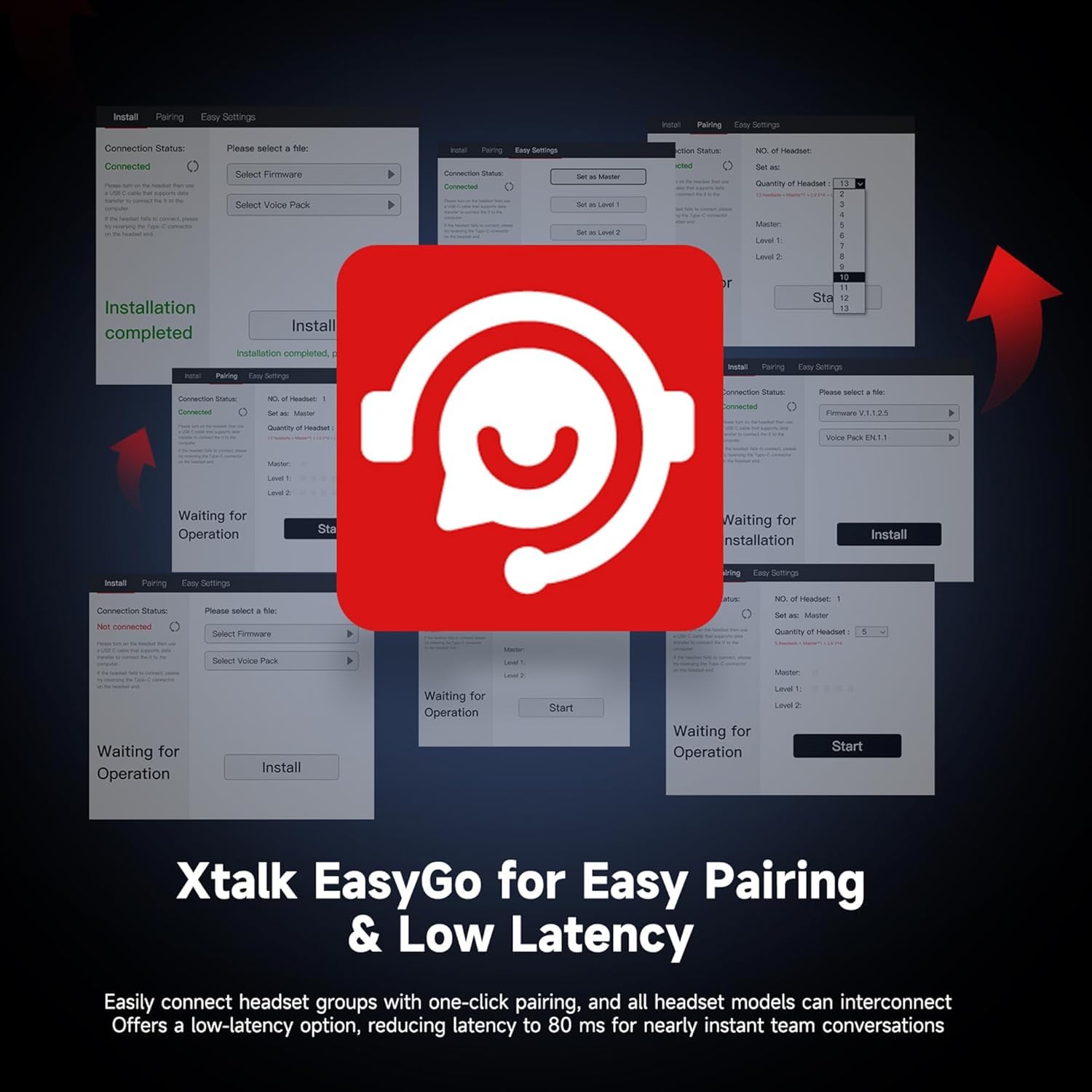 SYNCO XTalk X5 XPRO5 X2 2.4GHz Wireless Headset Intercom System 5 Person Team Communication with Noise Cancellation Hardcase Single Ear 400m Operating Range for Movie Shoot Live Show Stage Performance