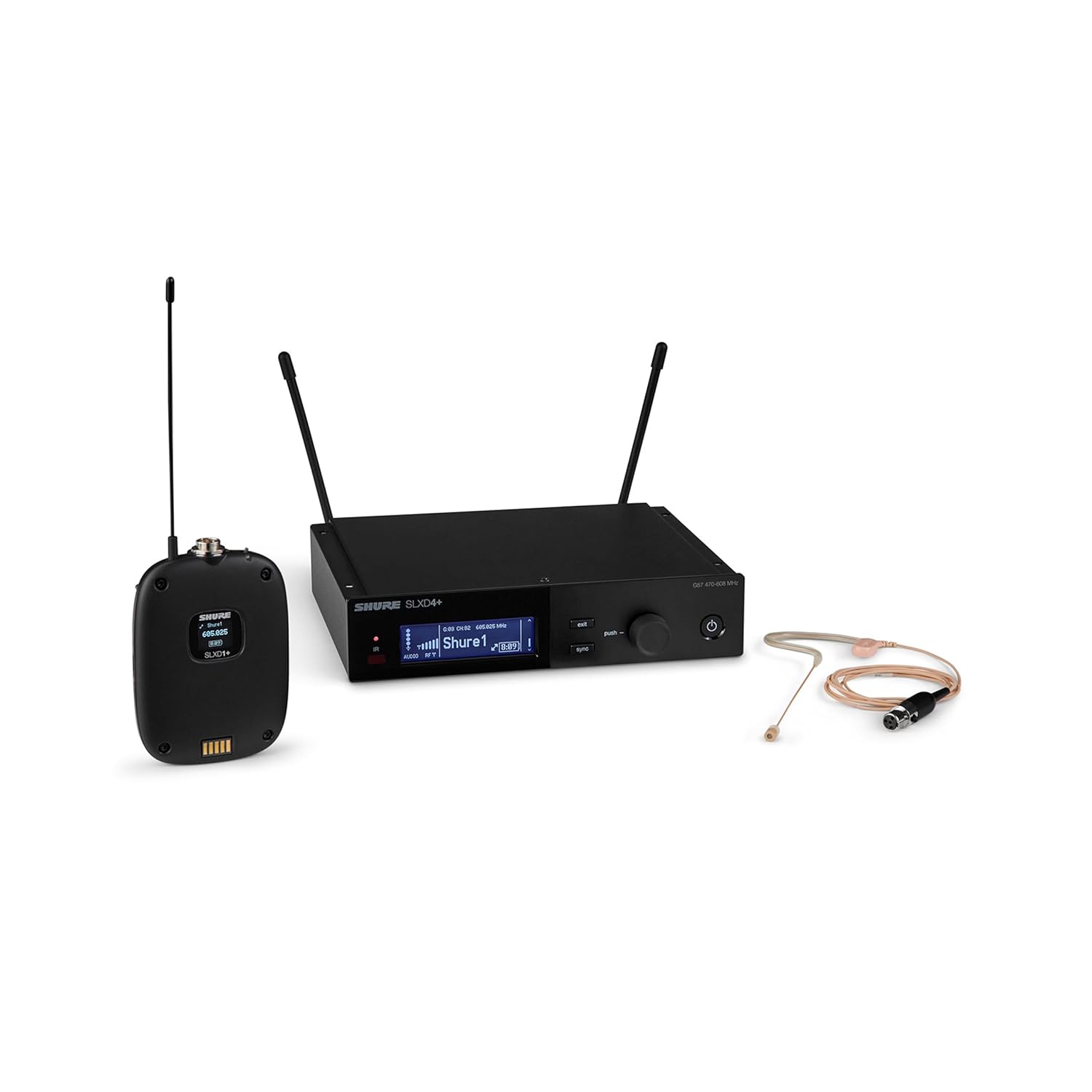 Shure SLXD14+/85M Wireless System - Includes SLXD4+ Receiver, SLXD1+ Bodypack with WL185M Lavalier Mic, Bluetooth Monitoring, Feedback Reduction, WWB and Mobile App Control, G57 Band